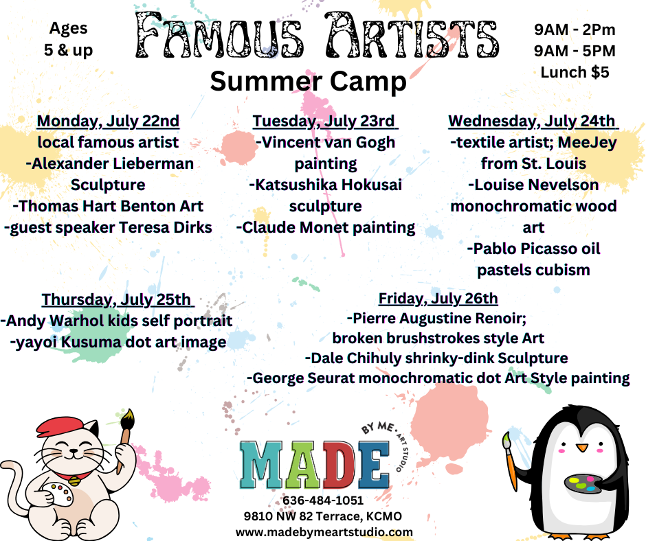 Summer Artists Camp Fri., July 26th 9-2